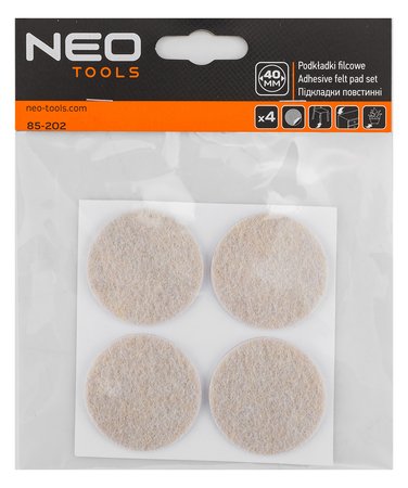 Podkładki filcowe okrągłe samoprzylepne, jasnobrązowe 40 mm, 4 szt.