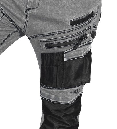 Spodnie robocze DENIM, wzmocnienia Oxford, szare, rozmiar XXL