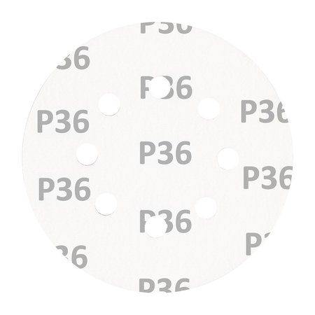 Krążki ścierne na rzep 125 mm, P36, 5 szt., z 8 otworami