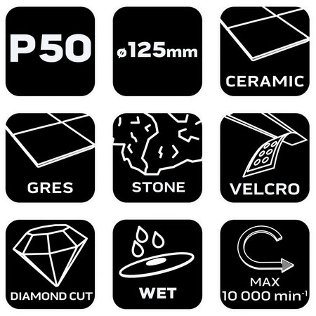 Diamentowy dysk polerski na rzep 125 mm, P50