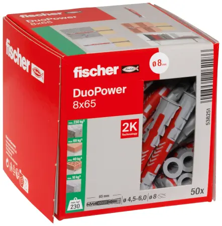 Fischer Kołek Uniwersalny Długi DuoPower 8x65 (50 szt.) 538251