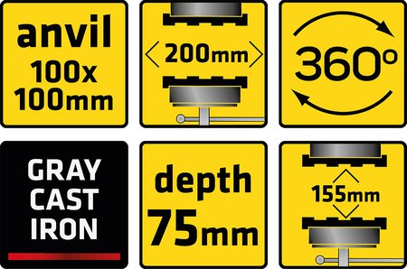 Imadło ślusarskie obrotowe 200 mm
