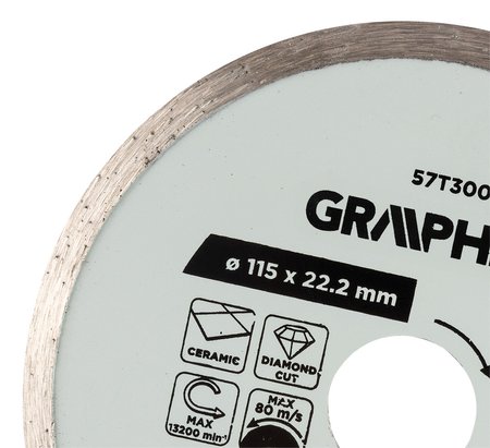Tarcza diamentowa do cięcia pełna, 115 x 22.2 mm, na mokro