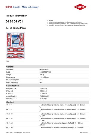 ZESTAW SZCZYPIEC DO PIERŚCIENI OSADCZYCH 8-CZ. 00 20 04 V01