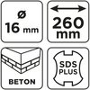 Wiertło do betonu SDS Plus z podwójną spiralą 16 x 260 mm