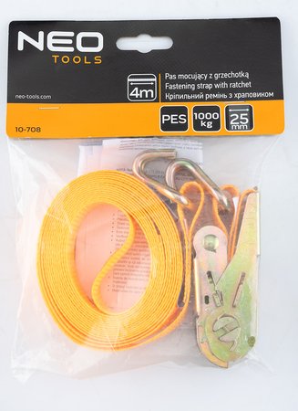 Pas mocujący z grzechotką 25 mm x 4 m, wytrzymujący 1000 kg PES