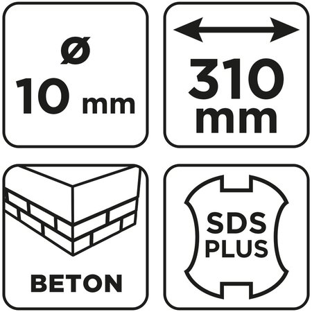 Wiertło do betonu SDS Plus z podwójną spiralą 10 x 310 mm