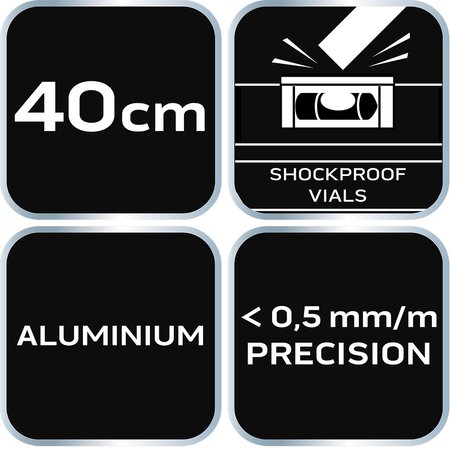 Poziomnica aluminiowa S 300, 3 libelle, 40 cm