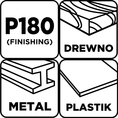 Papiery ścierne 93 x 230 mm, P180, 5 szt., bez otworów