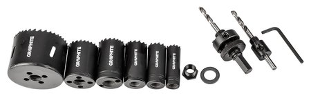 Otwornice bi-metalowe Co8% (19, 25, 30, 35, 40, 68 mm), zestaw 9 el.