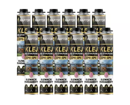 Klej do styropianu EPS XPS RAPTOR do -5 st. C., 12 sztuk
