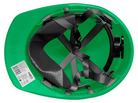 Hełm przemysłowy z paskiem podbródkowym, zielony