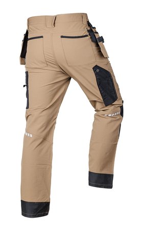 Spodnie robocze Mix&Match, 4 way stretch, z kaburami, Cordura, beżowo-czarne, rozmiar XS