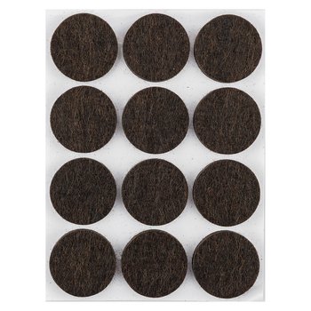 Podkładki filcowe okrągłe samoprzylepne, ciemnobrązowe 28 mm, 12 szt.
