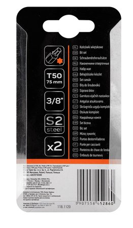 Końcówka TORX T50 x 75 mm, S2 x 2 szt.