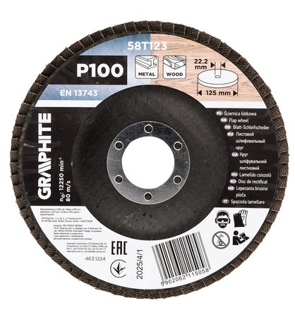 Ściernica listkowa 125 x 22.2 mm, P100