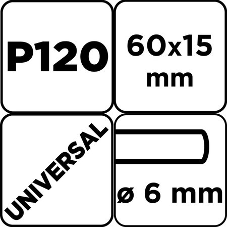 Ściernica listkowa trzpieniowa 60 x 15 x 6 mm, P120