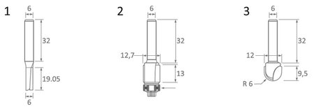 ZESTAW FREZÓW 6MM 3SZT.