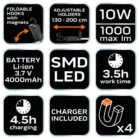 Lampa komory silnika akumulatorowa 1000 lm SMD