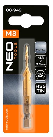 Wiertło gwintujące HSS TiN, M3x0,5 mm, Hex
