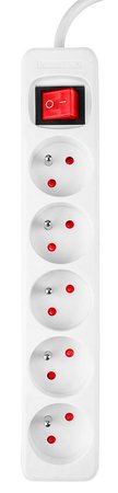 Przedłużacz listwowy 3m, 3x1.5mm2, 5G, biały, ON/OFF