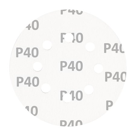 Krążki ścierne na rzep 125 mm, P40, 5 szt., z 8 otworami