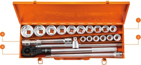 Klucze nasadowe 3/4", zestaw 21 szt.