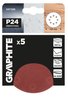 Krążki ścierne na rzep 125 mm, P24, 5 szt., z 8 otworami