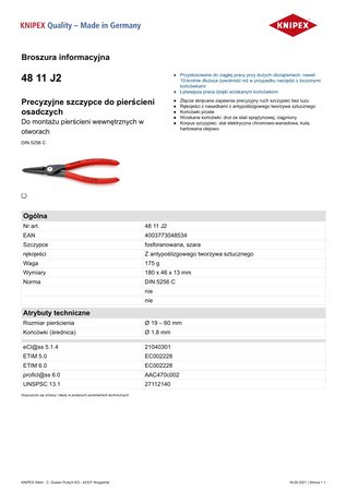 PRECYZYJNE SZCZYPCE DO PIERŚCIENI WEW.PROSTE 180MM