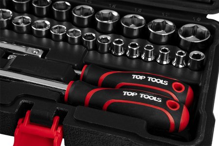 Zestaw kluczy nasadowych 1/4", 3/8", 63 szt.