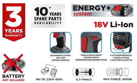 Wyciskacz do tub Energy+ 18V bez akumulatora