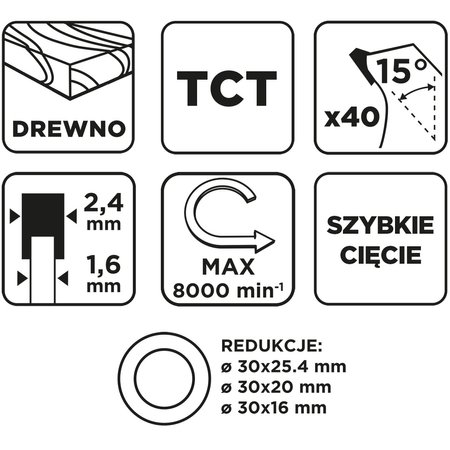 Tarcza do pilarki, widiowa, 210 x 30 mm, 40 zębów
