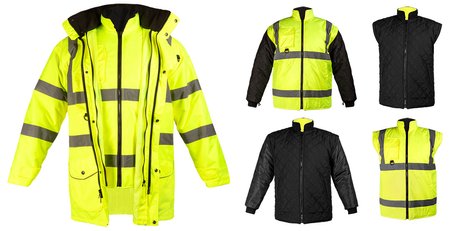 Kurtka robocza ostrzegawcza 5w1, ocieplana, żółta, rozmiar XL