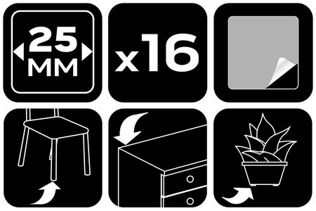 Podkładki filcowe samoprzylepne, jasnobrązowe 25x25 mm, 16 szt.