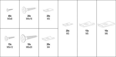 WKRĘTY /PODKŁADKI DO KAROSERII MIX 170SZT
