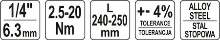 KLUCZ DYNAMOMETRYCZNY 1/4'' 2.5-20NM