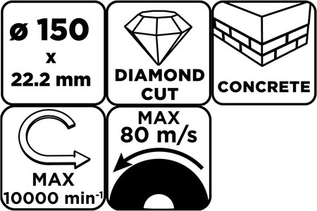 Tarcza diamentowa do cięcia segmentowa, 150 x 22.2 mm, na sucho