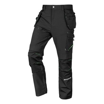 Spodnie robocze Mix&Match, 4 way stretch, z kaburami, Cordura, czarne, rozmiar XXL