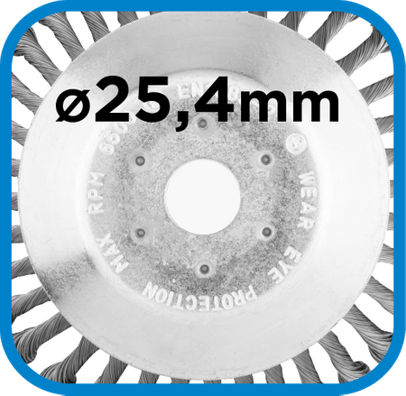 Szczotka druciana do kosy spalinowej 200 x 25,4 mm, twarda, druty splątane