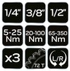Zestaw kluczy dynamometrycznych 1/4", 3/8", 1/2" 3 szt.