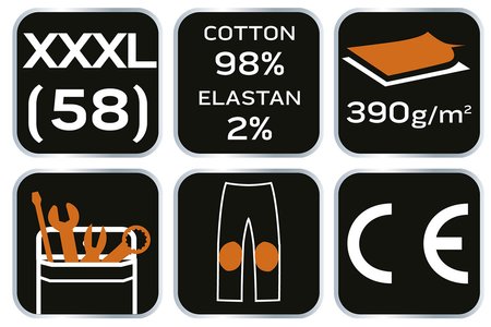 Spodnie robocze DENIM, wzmocnienia na kolanach, rozmiar XXXL