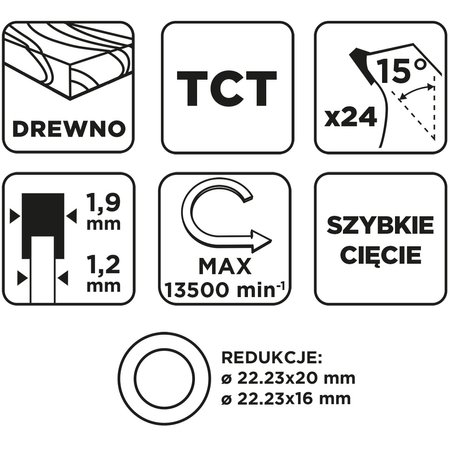 Tarcza do pilarki, widiowa, 115 x 22.23 mm, 24 zęby