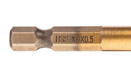 Wiertło gwintujące HSS TiN, M3x0,5 mm, Hex