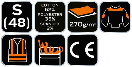 Bluza robocza PREMIUM, 62% bawełna, 35% poliester, 3% elastan, rozmiar S