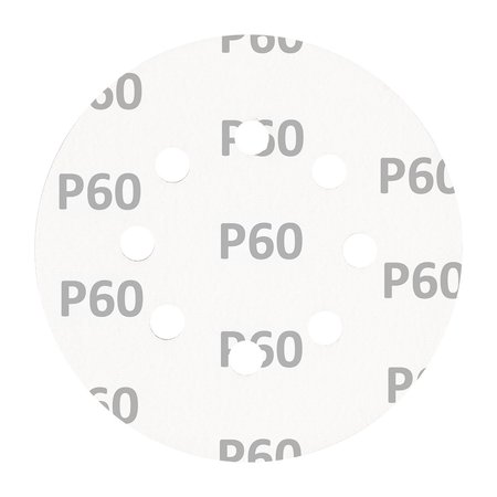 Krążki ścierne na rzep 125 mm, P60, 5 szt., z 8 otworami