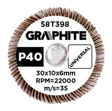 Ściernica listkowa trzpieniowa 30 x 10 x 6 mm, P40