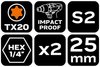 Bity udarowe TX20 x 25 mm, 2 szt.