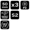Bity udarowe PZ1/2/3 x 50 mm, 3 szt.
