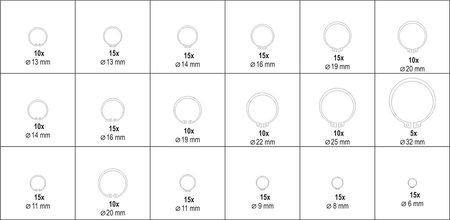ZESTAW PIERŚCIENI SEGERA ZEWNĘTRZNYCH I WEWNĘTRZNYCH 225SZT