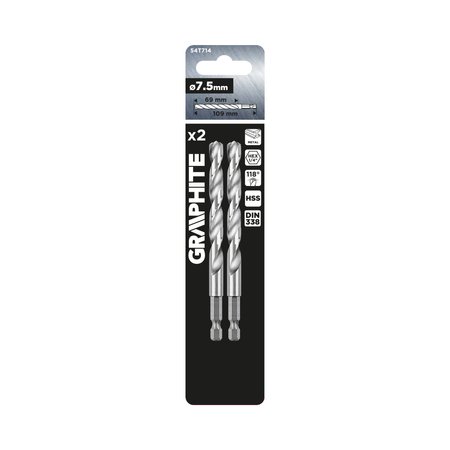 Wiertło do metalu Hex 7.5 mm, 2 szt.